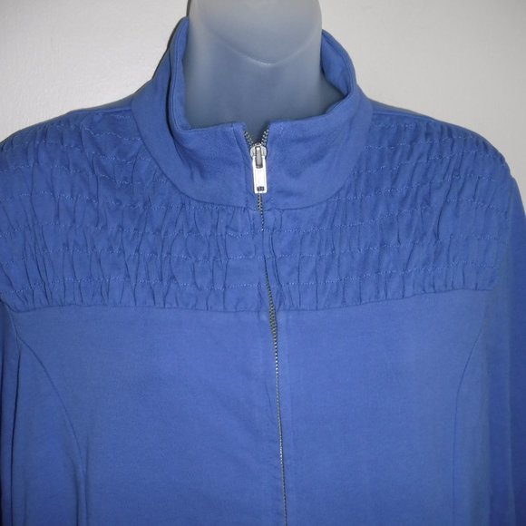 NWT Relaxed by Charter Club Blue Smocked Jacket - Picture 2 of 4